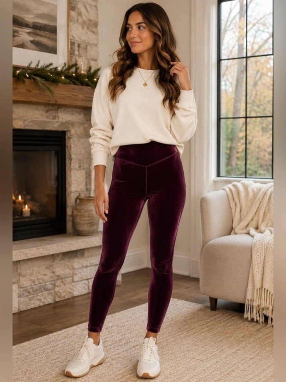 Athleta Elation Velvet Tight Burgundy High Rise Leggings Size S